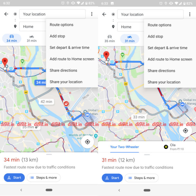Google Maps Brings Departure and Arrival Time